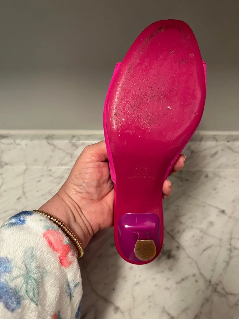 kate spade fuchsia open-toe suede mule heels - Picture 3 of 3